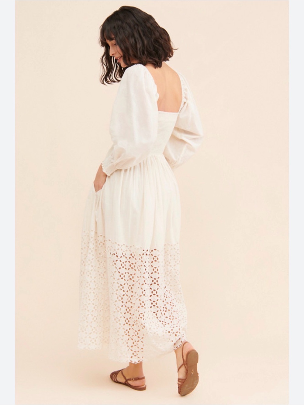 NWT Free People Perfect Storm Eyelet Smocked Midi Dress - Picture 2 of 8